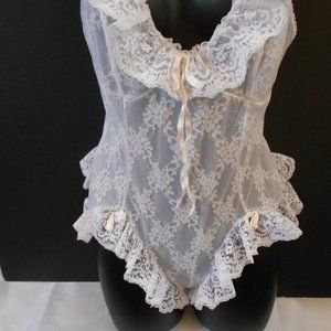 TOSCA LINGERIE WHITE LACE WEDDING TEDDY SIZE SMALL
